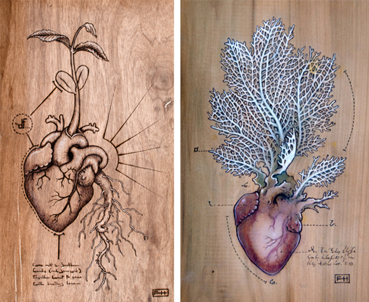 Seedling Heart and Sea Fan Heart by Fay Helfer