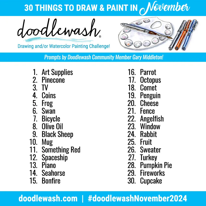 November Creative Prompts Doodlewash's November 2024 Art Challenge