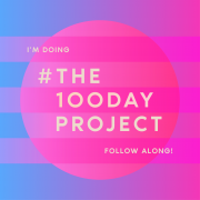 The 100 day project graphic featuring the title of the project over a blue and fuscia gradiated background.