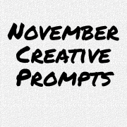 November Creative Prompts is written with thick text over a gray, patterned background